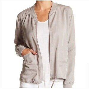 Socialite Summer Bomber Jacket Light Gray Size Medium